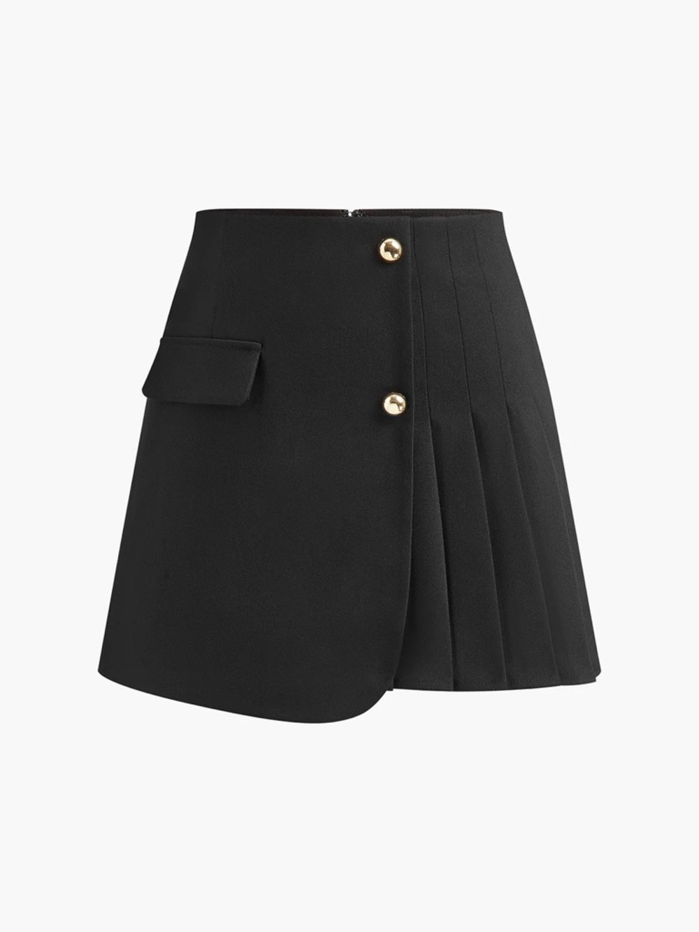 Asymmetrical Pleated Zipper Skirt - Picture 2 of 7